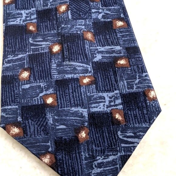 Vintage Men's 100% Italian Silk Abstract Squares Motif Tie - Picture 7 of 12